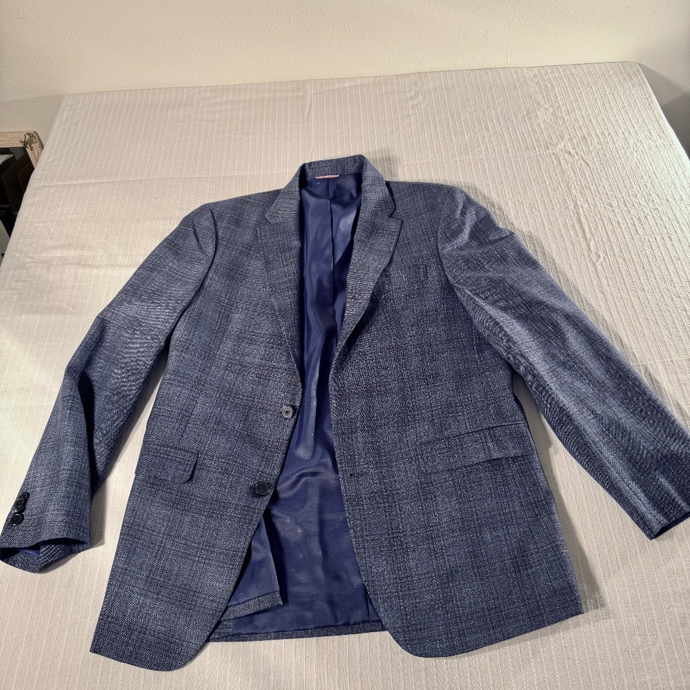 Tommy Hilfiger Mens Blue Plaid Blazer